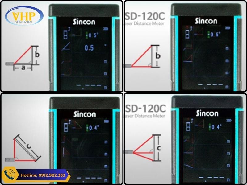 Sử dụng máy Sincon SD120C đo gián tiếp ứng dụng định lý Phytagoras