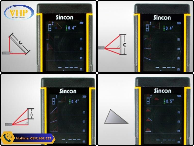 Sử dụng máy Sincon SD-80C đo gián tiếp qua định lý Phytagoras.