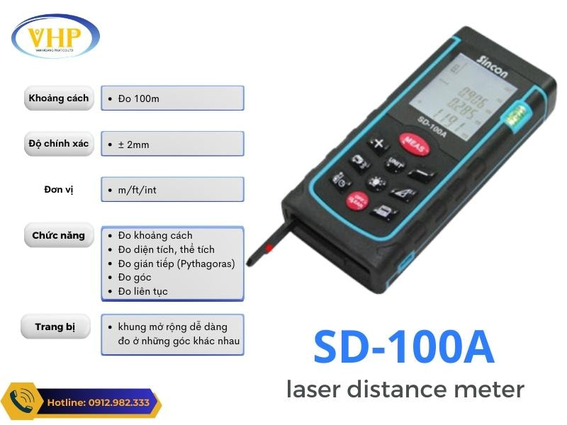 Thông số cơ bản của máy đo khoảng cách laser Sincon SD100A