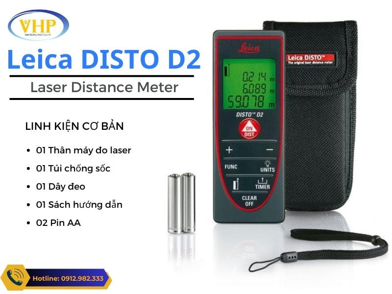 Trọn bộ máy đo khoảng cách Laser Leica DISTO D2 tại trắc địa Hoàng Phát