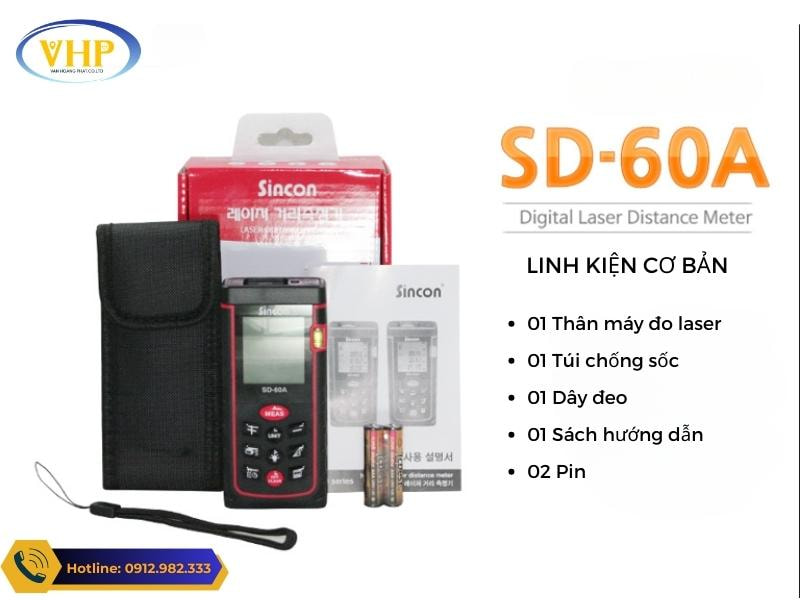 Trọn bộ sản phẩm máy đo laser Sincon SD60