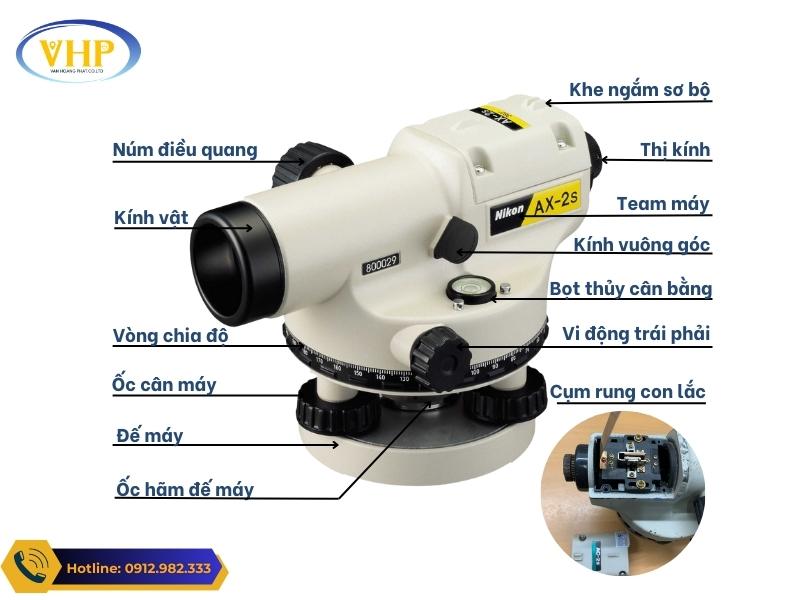 Chi tiết cấu tạo Máy thủy bình Nikon AX-2S
