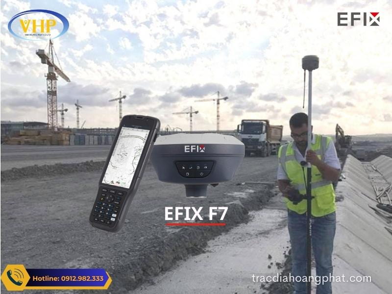 Máy GPS RTK EFIX F7 IMU Đo Bù Nghiêng 60 Độ