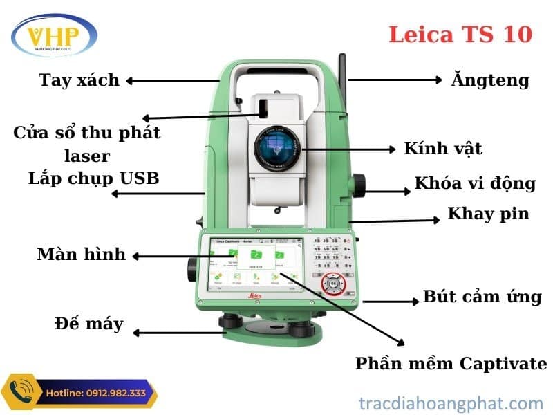 Các chi tiết của Máy toàn đạc điện tử Leica TS10
