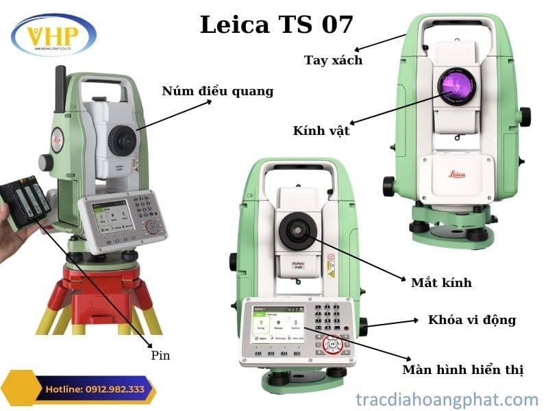 Máy toàn đạc điện tử Leica TS07 với các cấp độ chính xác là 1”, 2”, 3” 5” và 7”