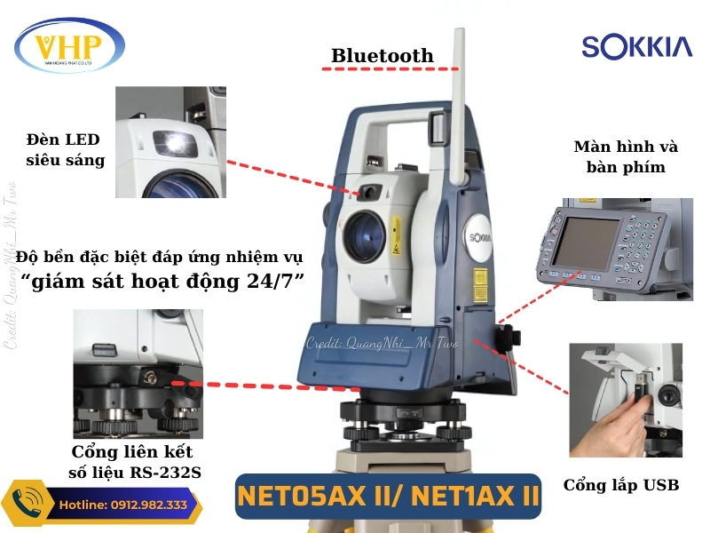 Đặc điểm cấu tạo của Máy toàn đạc 3D Robotic Sokkia NET05AXII/NET1AXII