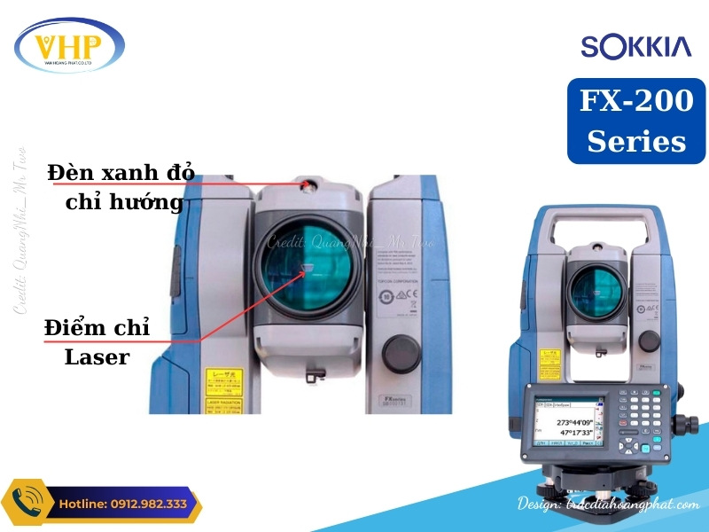 Đèn dẫn hướng và điểm laser đồng trục của Máy Toàn Đạc Điện Tử Sokkia FX-200 Series