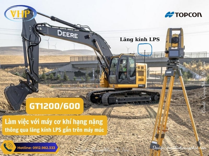 Máy toàn đạc tự động Topcon GT1200/600 kết hợp với máy công nghiệp ứng dụng trong thi công