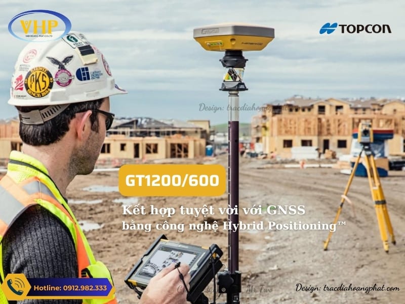 Máy toàn đạc tự động Topcon GT1200/600 mô hình đo kết hợp với máy GNSS