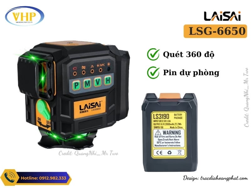 Máy cân bằng laser Laisai LSG6650 kèm pin lion