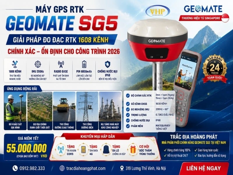 Máy GPS RTK Geomate SG5 Dòng Máy Chất Lượng Đáng Mua Nhất Năm 2026