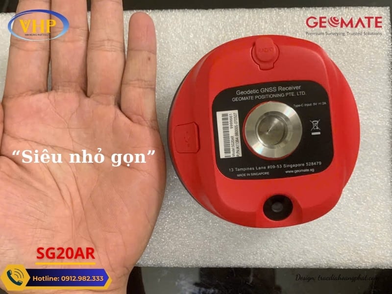 Thiết kế của Máy GPS RTK GeoMate SG20AR "Siêu nhỏ gon" trong lòng bàn tay