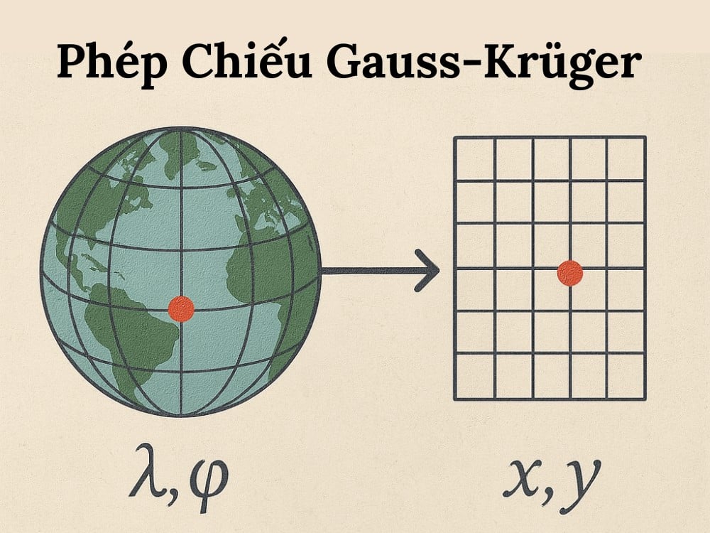 Phép chiếu Gauss-Krüger là gì? Nguyên lý, ứng dụng và so sánh với UTM