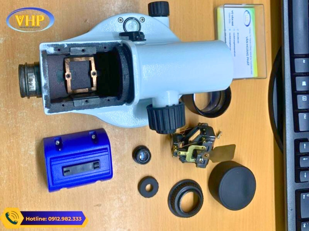 Sơ đồ hệ thống quang học và con lắc tự động của máy thủy bình