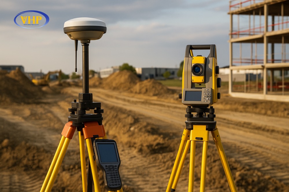 Kết hợp máy RTK và máy toàn đạc tại công trường
