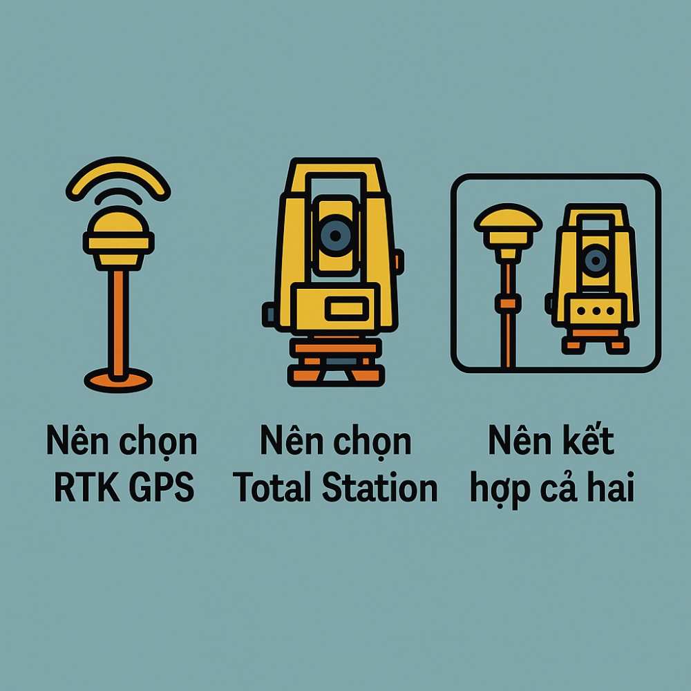 Tư vấn lựa chọn khi nào nên dùng máy RTK GPS, khi nào nên dùng máy toàn đạc