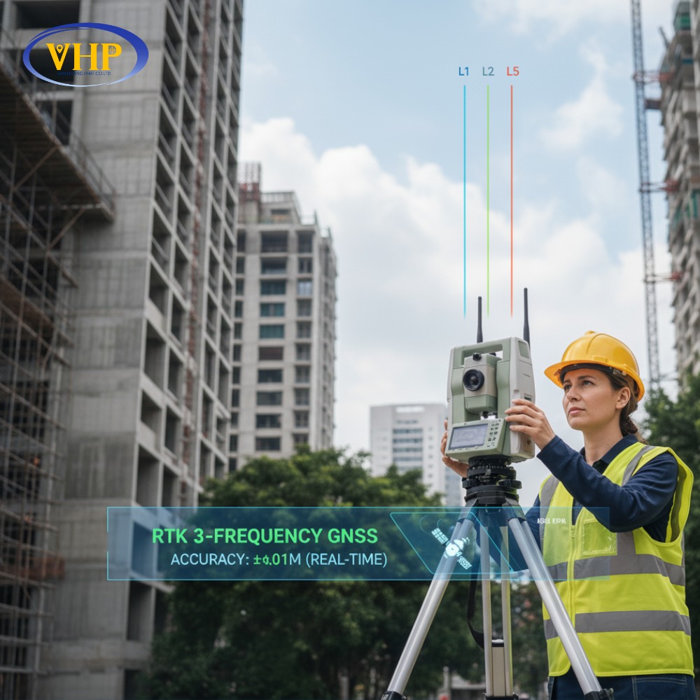 Kỹ sư đo đạc trắc địa bằng máy GPS RTK