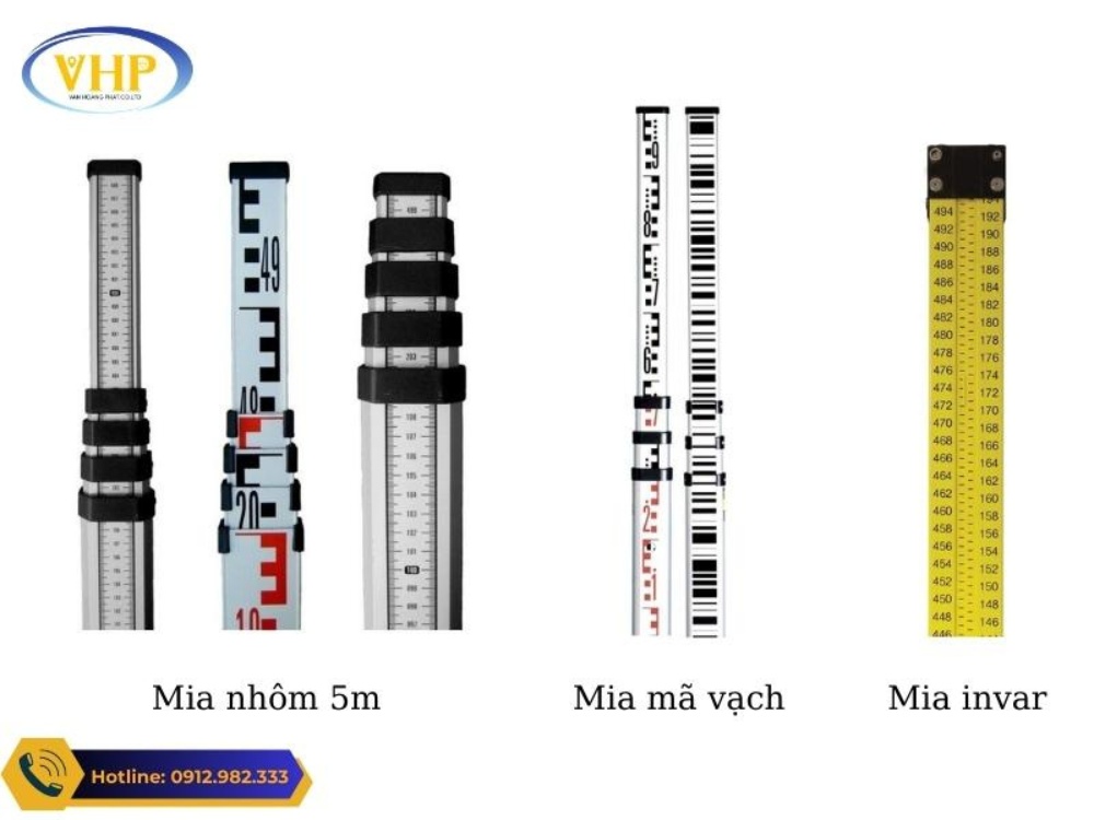 Các loại mia máy thủy bình phổ biến