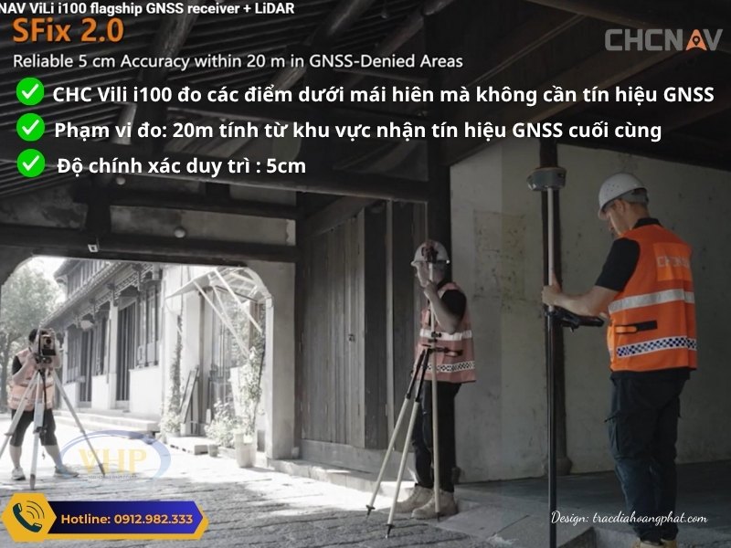 Máy GPS RTK CHC ViLi i100 Đo các điểm trong nhà như một máy toàn đạc khi không cần tín hiệu GNSS