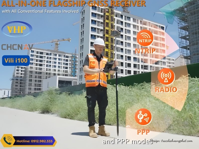 Máy GPS RTK CHC ViLi i100 thiết kế 3 trong một