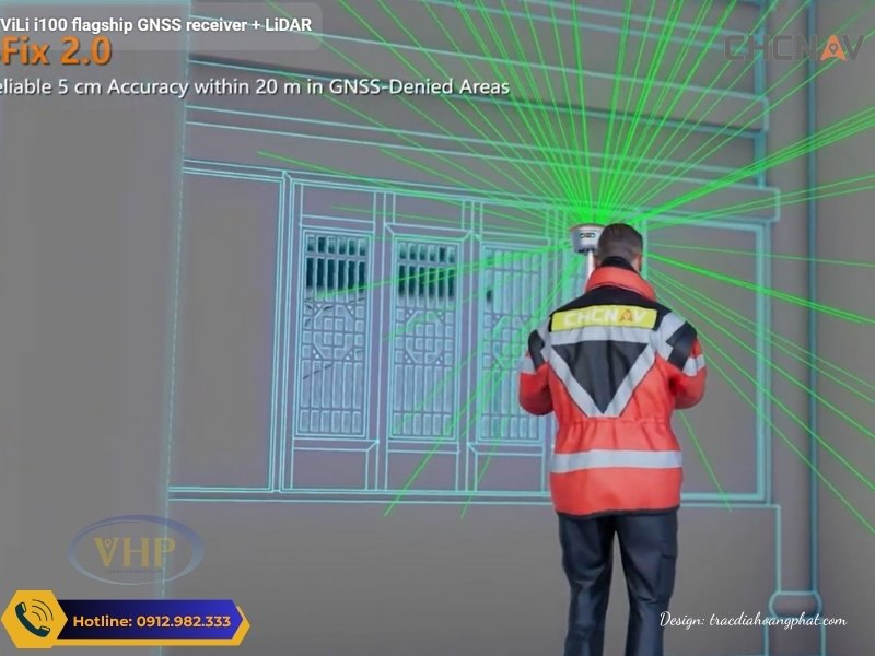 Máy GPS RTK CHC ViLi i100 thiết kế quét với chùm tia với 96 điểm chạm