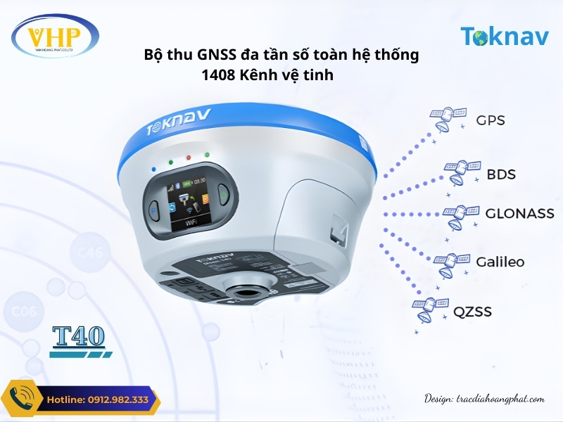 Máy GPS RTK Toknav T40 Bộ thu GNSS đa tần số toàn hệ thống