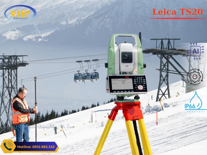 Máy toàn đạc điện tử Leica TS20 làm việc trong địa hình khắc nghiệt băng tuyết