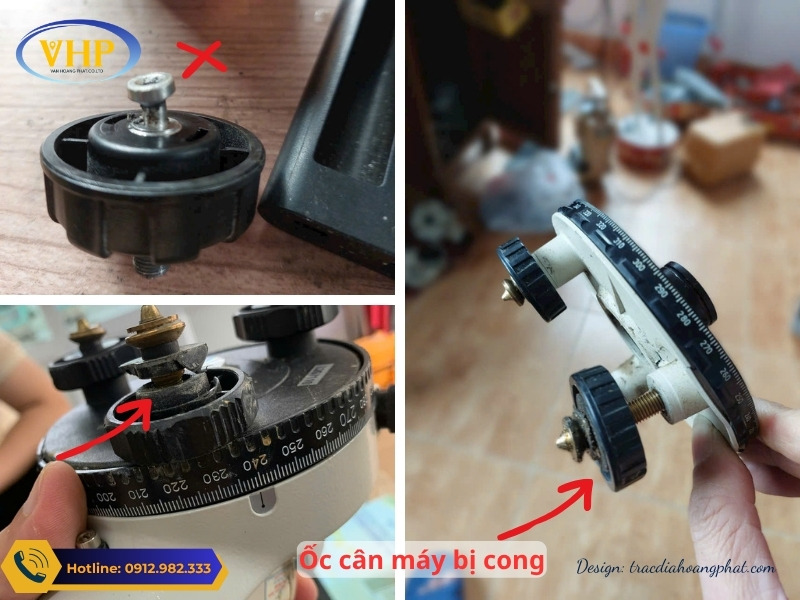 Cong ốc cân, gãy ốc cân máy là lỗi rất phổ biến khi máy bị rơi đổ mạnh.
