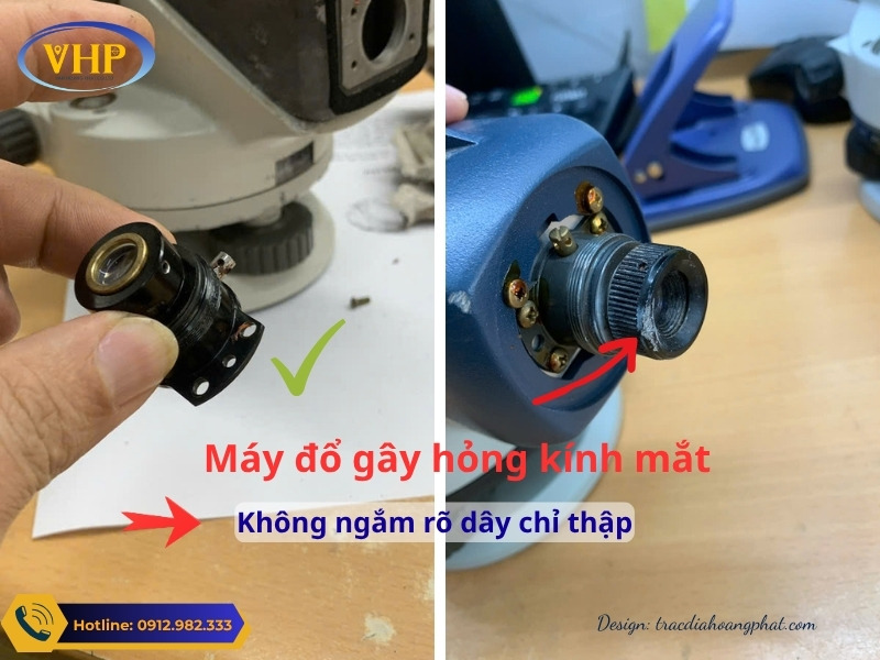Kính mắt lớp kính ngắm đầu tiên khi đo với máy thủy bình mà mắt phải nhìn qua.