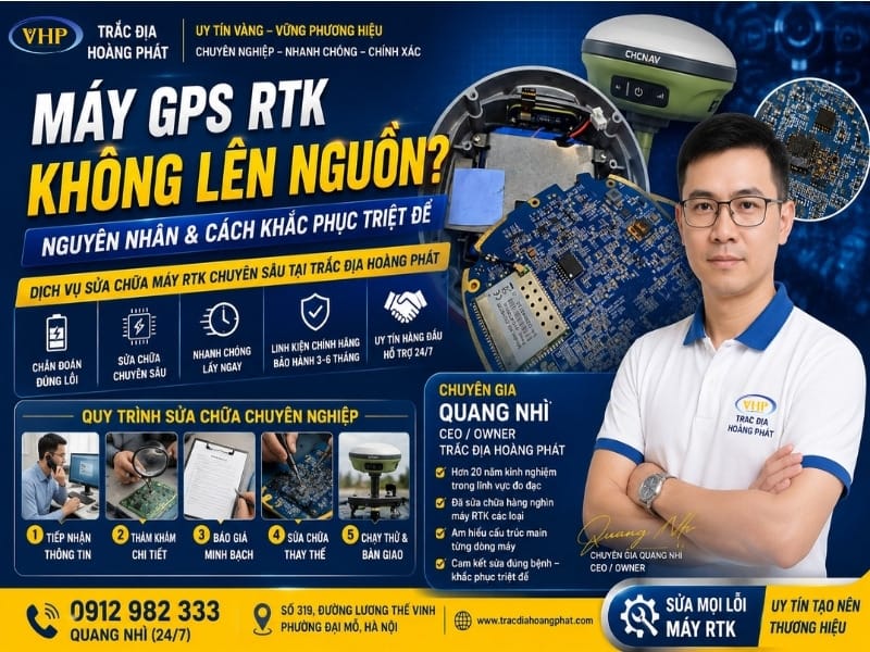 Máy GPS RTK Không Lên Nguồn? Chuyên Gia Chỉ Ra Nguyên Nhân Và Cách Sửa Triệt Để
