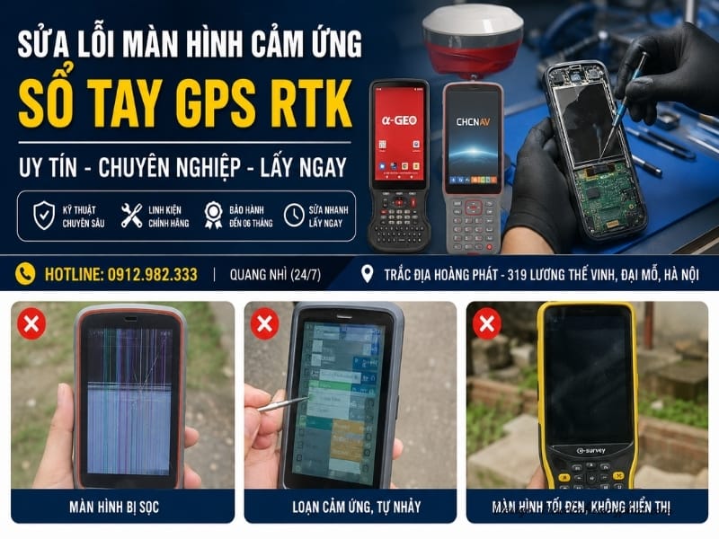 Sửa Lỗi Màn Hình Cảm Ứng Sổ Tay Điều Khiển Máy GPS RTK – Nguyên Nhân, Cách Khắc Phục Và Báo Giá Mới Nhất 2026